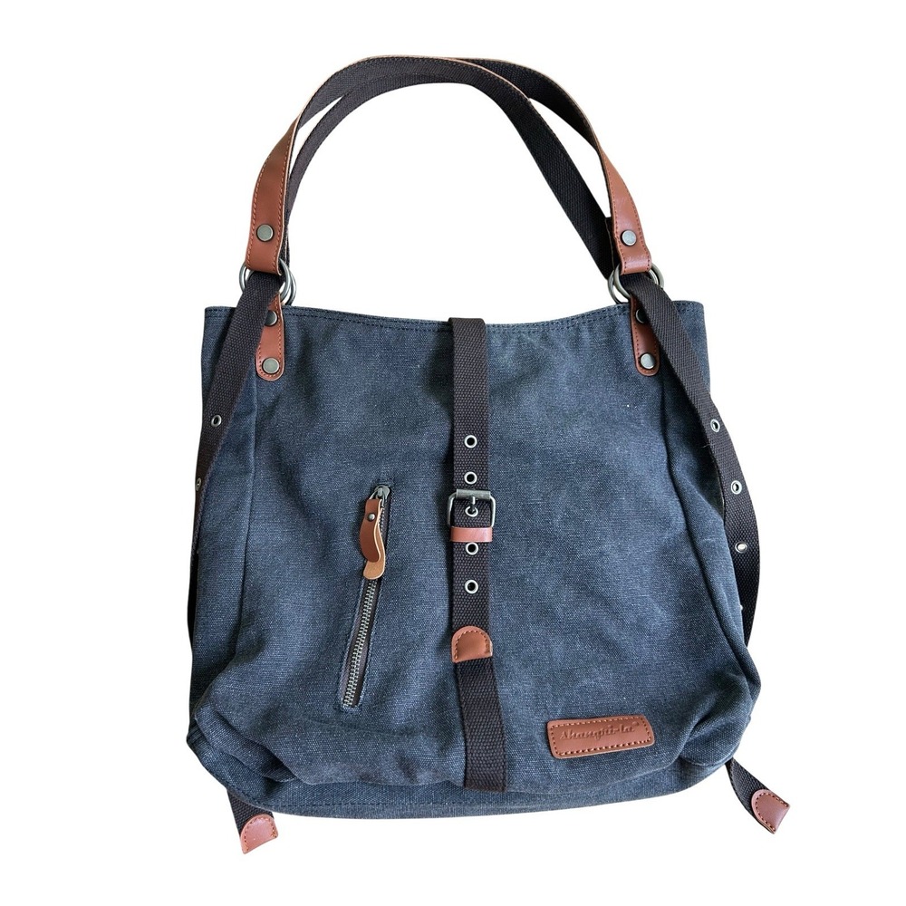Elegant Charcoal Canvas Shoulder Bag